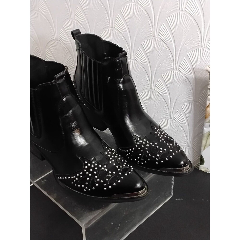 Wanted Black Studded Ankle Booties Size 6.5